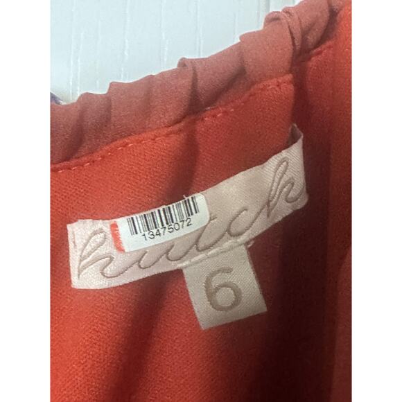 Hutch Dress Womens 6 Burnt Orange Floral Midi Sleeveless Spaghetti Strap Boho - Picture 3 of 6